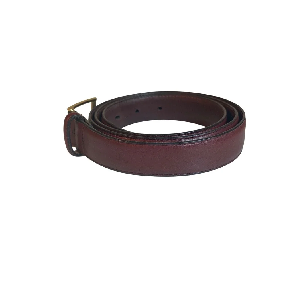 Brighton Mens Glazed Cordovan Burgundy Leather Belt Gold Buckle 44 X1813